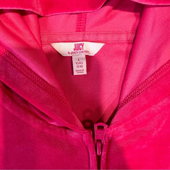 Juicy Couture Girls Velour Zip‎ Up Hoodie in Pink Size Large or adult XS - Picture 3 of 9